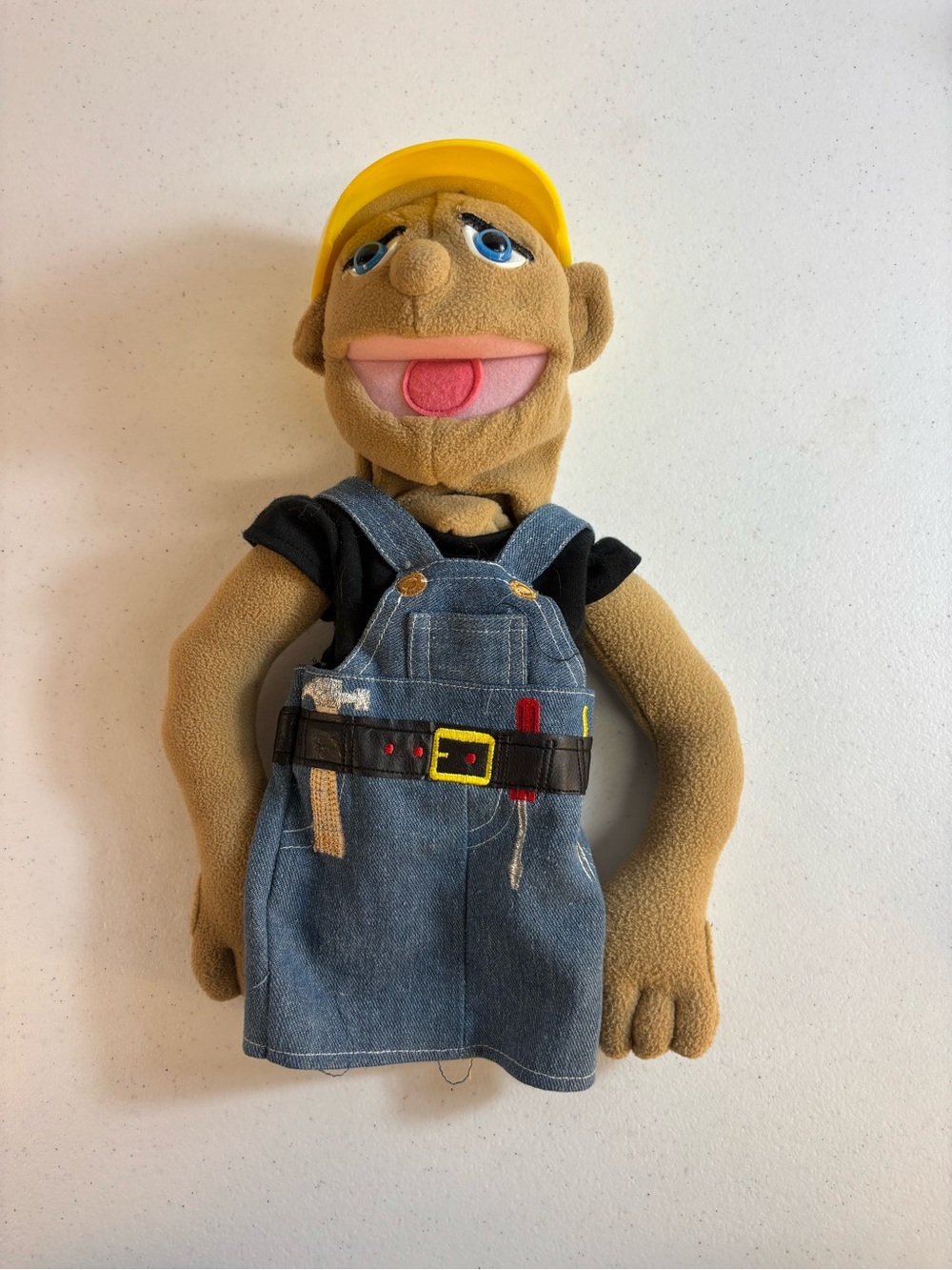 Vintage Melissa & Doug Construction Worker w/ Helmet Puppet No Stick - HTF RARE